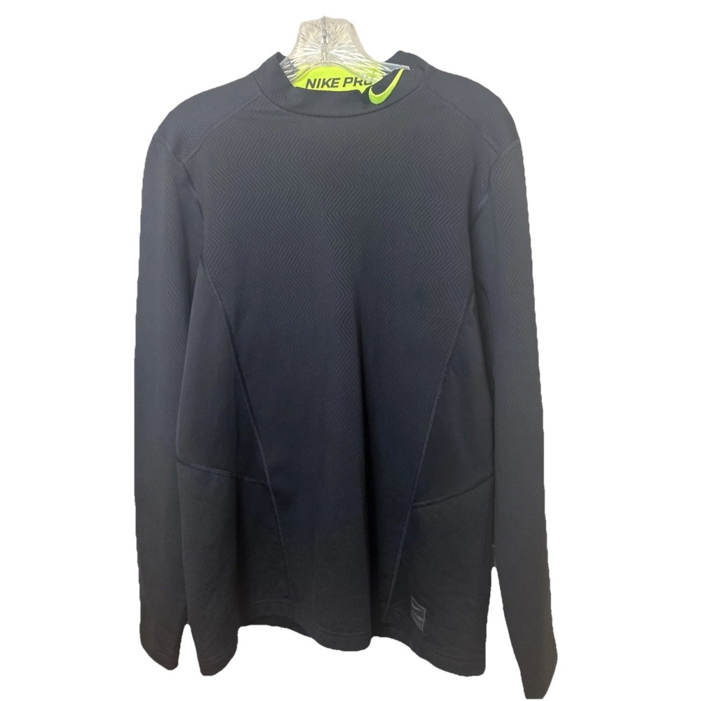 NIKE PRO Shirt Men‎ Medium Black Long Sleeve Fitted Training Activewear Running